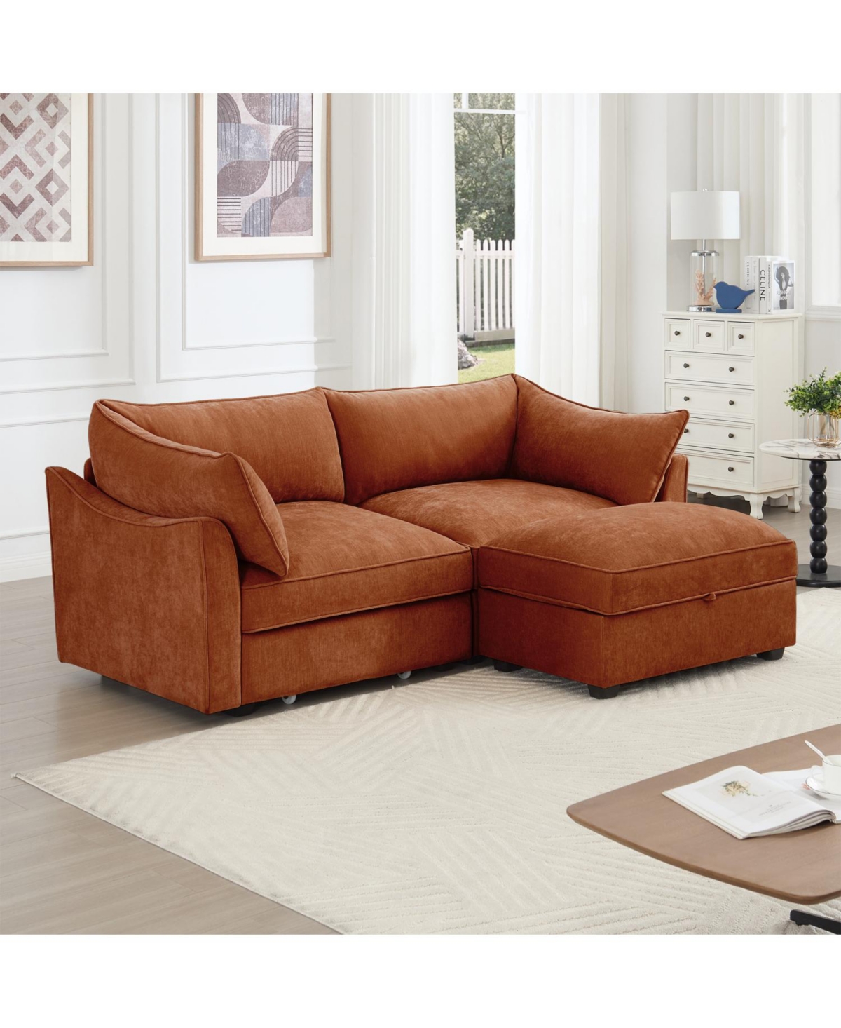 Streamdale Furniture Streamdale 2-Seater Sofa w/ Ottoman & Storage