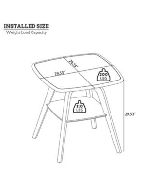Streamdale Modern Wooden Dining Table with Storage Shelf, Walnut Finish