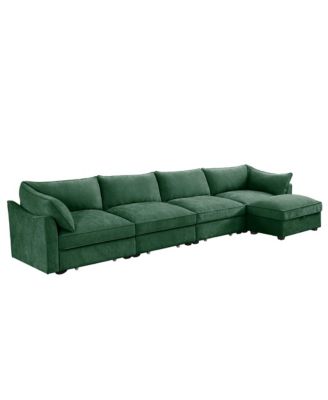 L-Shaped 4-Seat Sectional Sofa with Ottoman