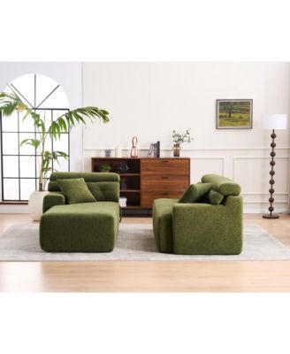  Convertible Chenille Sectional Sofa, Chesterfield Design, 104.7"