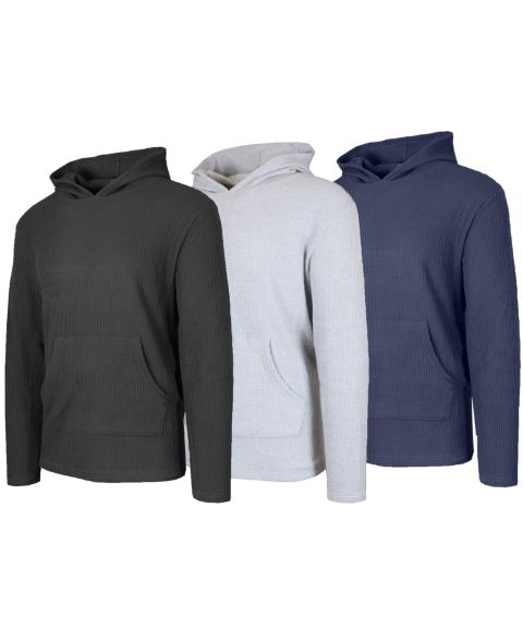Мужские худи Blue Ice Waffle Knit Thermal Pull-On, 3-Pack, цвет: Чёрный / Меланжевый серый