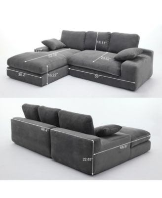 99" Modular Sectional Sofa Set, Modern Minimalist Couch, Sleeper, Grey