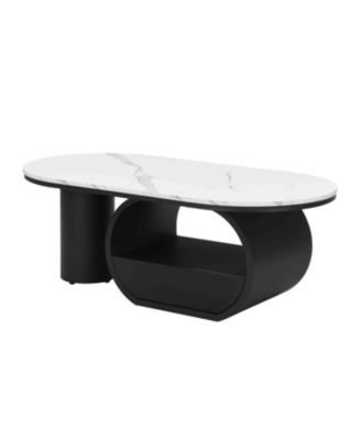 Modern Oval Coffee Table w/ Storage Drawer