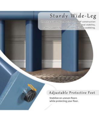 Modern Blue Entryway Table with Drawers & Geometric Legs