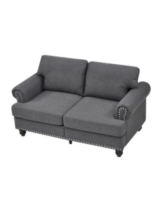 + 59.5" + Grey Upholstered + Modern Design + Loveseat