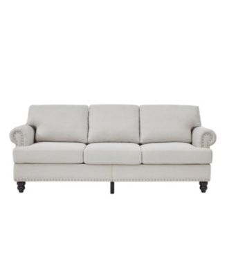 83" Modern Beige Sofa with Nailhead Trim