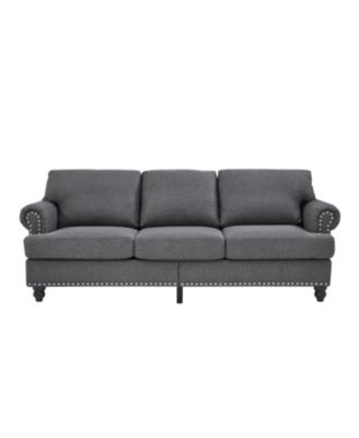 83" Modern Grey Sofa with Nailhead Trim