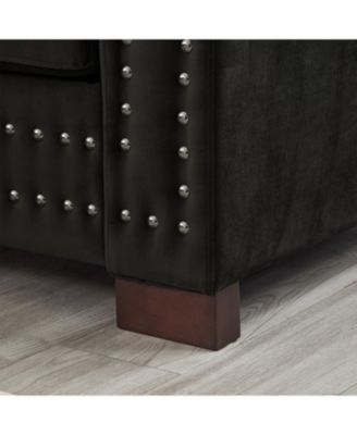  Modern Velvet Loveseat Sofa - Black