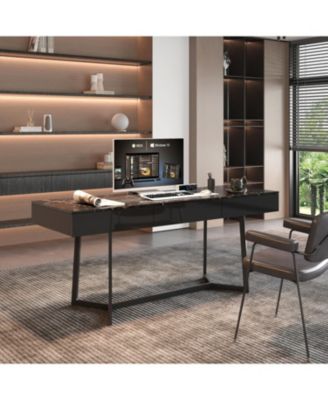 Modern Black 70.87" Computer Desk, Study & Work Desk, Y-Shaped Metal Legs