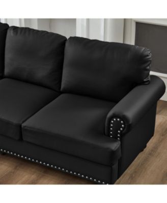 Modern Classic Black Leather 2+3 Seater Sofa Set