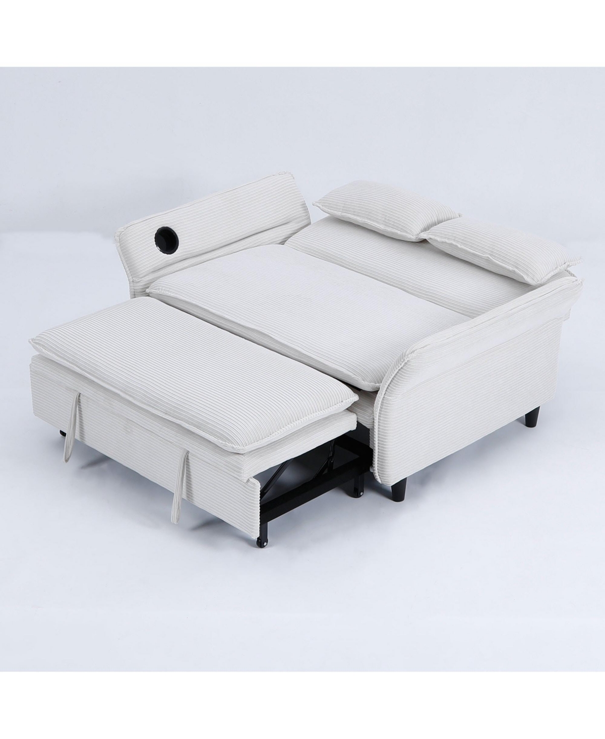 Streamdale Furniture Beige Striped Sofa Bed - Adjustable Arms & Back - 65.74-inch