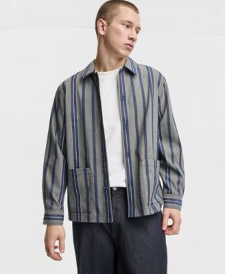 Men's Relaxed-Fit Striped Overshirt