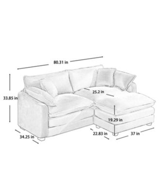 Corduroy Two-Seater Sofa with Ottoman