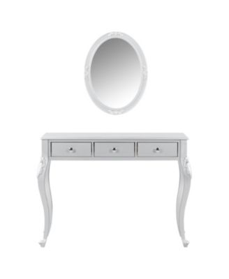Streamdale Luxury Vanity Desk with Mirror & 3 Drawers - Silver