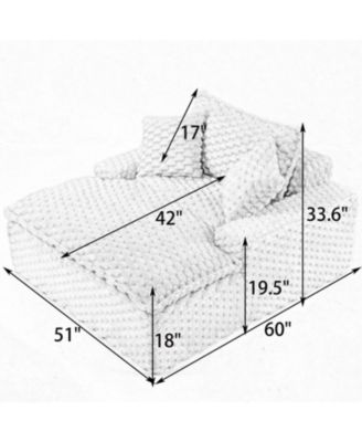 + 51" + Fabric (assuming it s upholstered) + Includes 2 Pillows & Backrest + Sofa