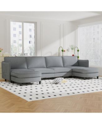 Streamdale 141.5" U-Shaped Sofa Couch with Ottoman & Pockets