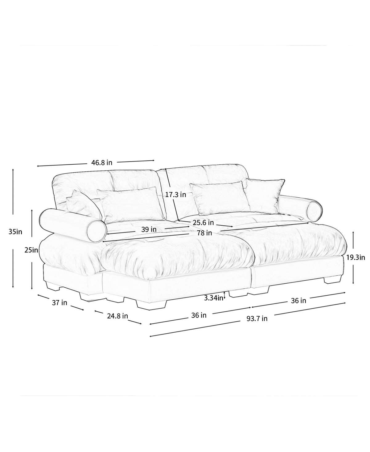 Streamdale Furniture Velvet 2-Seater Sofa with Ottoman, Bolsters, Pillows - Reading Room