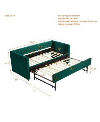  Emerald Velvet Daybed - Modern Diamond Design
