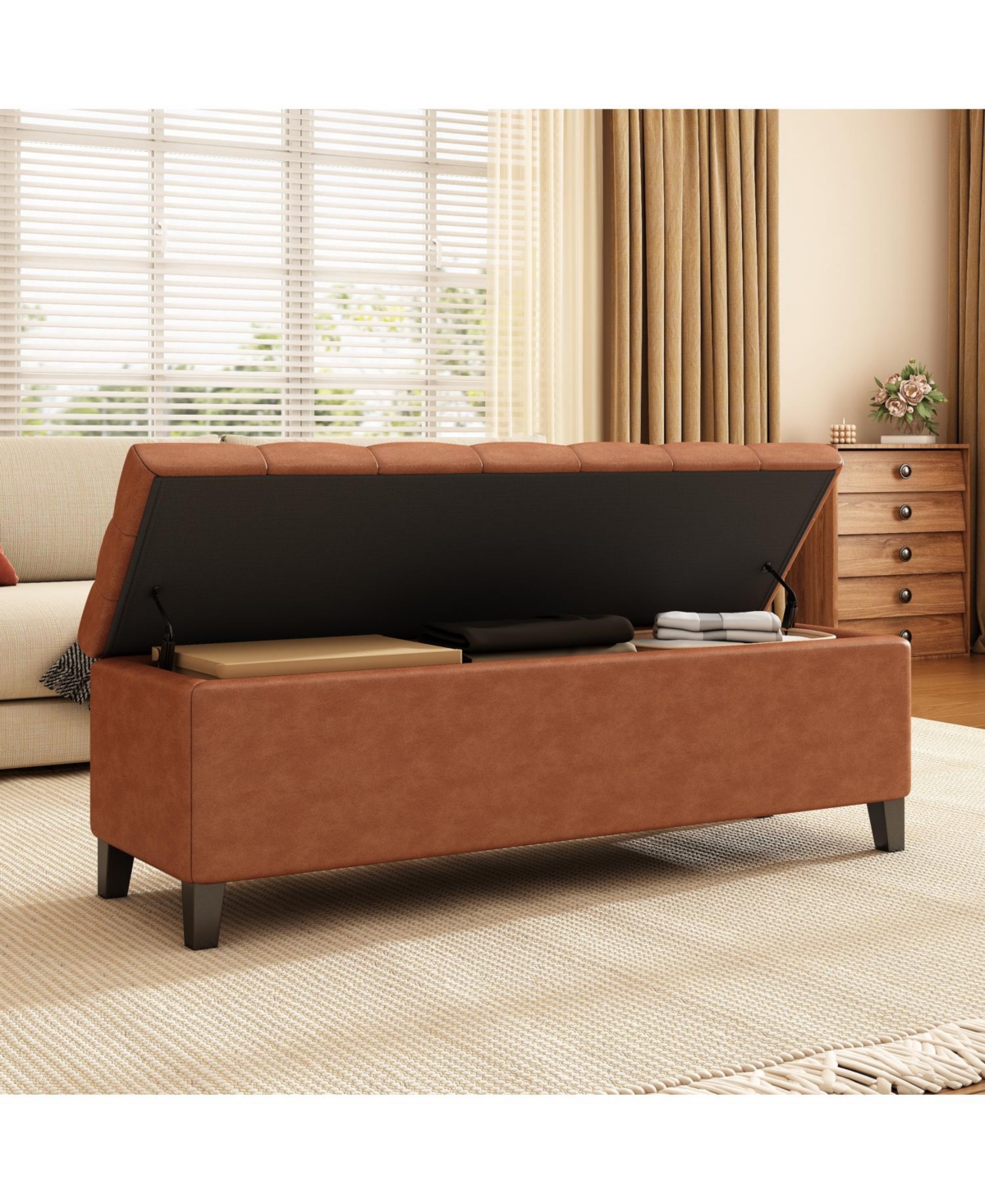 Streamdale Furniture Upholstered Button Tufted Storage Ottoman