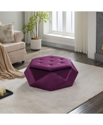  Velvet Diamond Tufted Storage Ottoman - Footrest/Seating