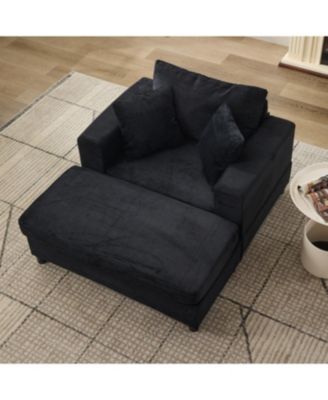 Chaise Lounge Sofa Bed with Ottoman & Pillows