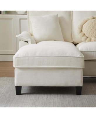 120" Corduroy Sectional Sofa Bed w/Storage, Cup Holders