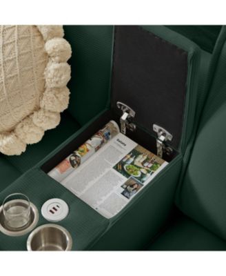 120" Corduroy Sectional Sofa Bed with Storage, U-Shape, Green