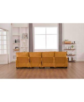U Shaped Cloud Couch, 110" Chenille Sectional Sofa with Double Chaise
