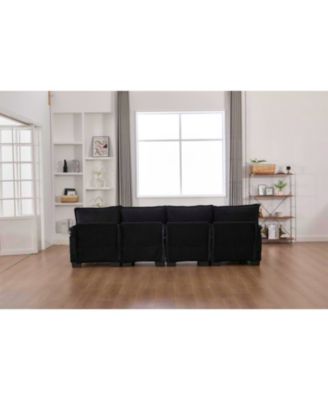 U Shaped Cloud Couch, 110" Chenille Sectional Sofa with Double Chaise