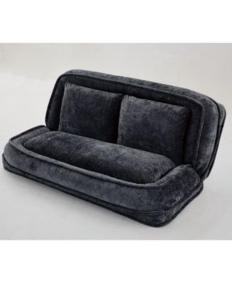 Double Dog Bed Sofa Couch, Extra Large, Adjustable, Chenille Black