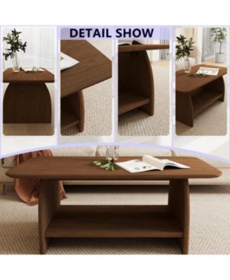 Modern 47" Double-Layer Coffee Table with Storage