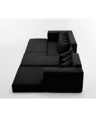 Streamdale Oversize Cloud Sectional Sofa Bed, L-Shape, 8 Pillows, Corduroy, Black (Right Facing)