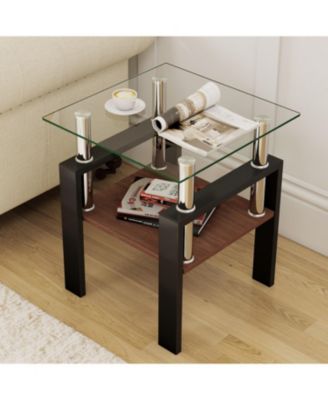 2 Modern Glass Tea/Coffee Tables - Transparent/Black