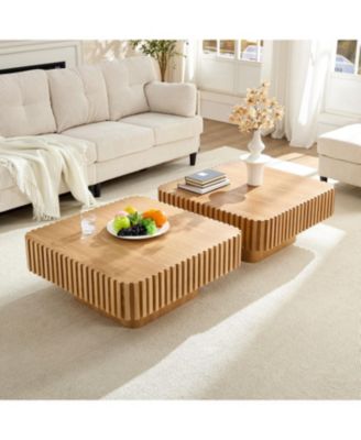 Modern 35" Handcraft Drum Coffee Table - Natural