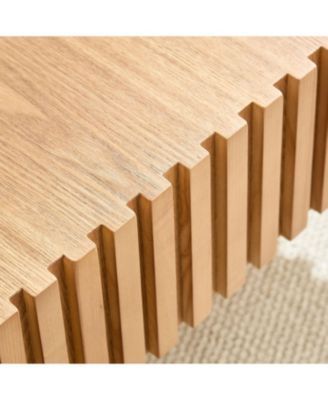 31.5" Modern Drum Coffee Table - Natural Wood