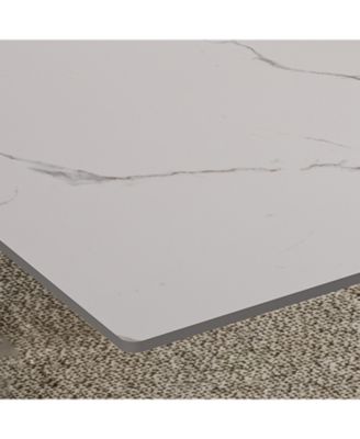 59" Modern Expandable Dining Table, Sintered Stone Top, Black X-Base