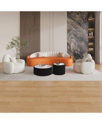 Streamdale Light Marble Top Leather Coffee Table