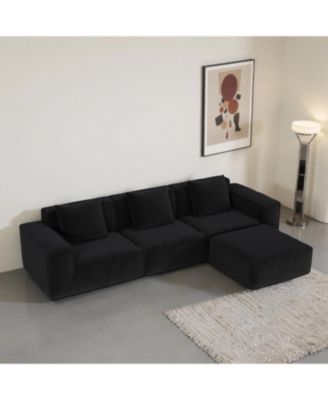118" Modular Corduroy Sofa Bed with Ottoman