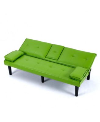 67" PVC Sofa Bed - Foldable with Cup Holder