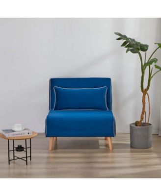 Modern Blue Velvet Foldable Sofa Bed Set (2