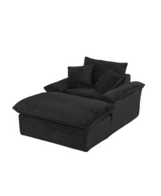 Streamdale Modern Cushioned Sofa with Footrest - Black