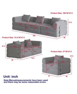 + 6-Seater + Chenille + Convertible with Storage + Sofa Bed