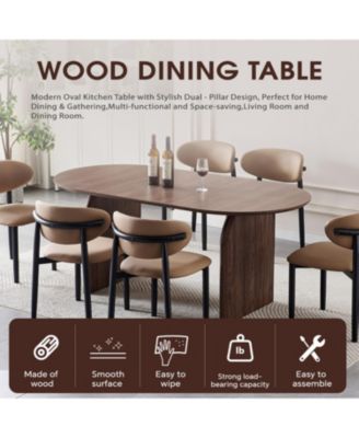 Streamdale Modern Oval Wooden Dining Table - Double Column Design