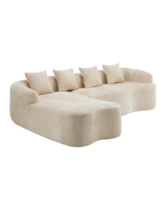 Chenille L-Shape Sectional Sofa with Curved Chaise
