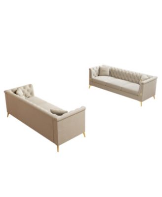 Cream Velvet Tufted Sofa Set - Modern Comfort & Style