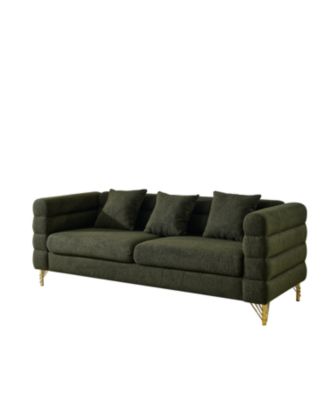 81" Oversized 3-Seater Sectional Sofa, Green Teddy
