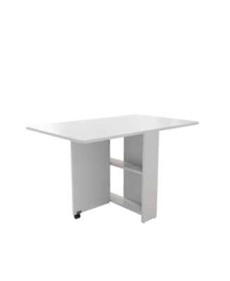 Foldable 51.18" white table for small families display or home use.