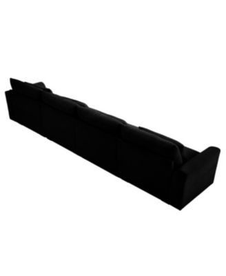 4 Seater Black Corduroy Couch with 4 Pillows