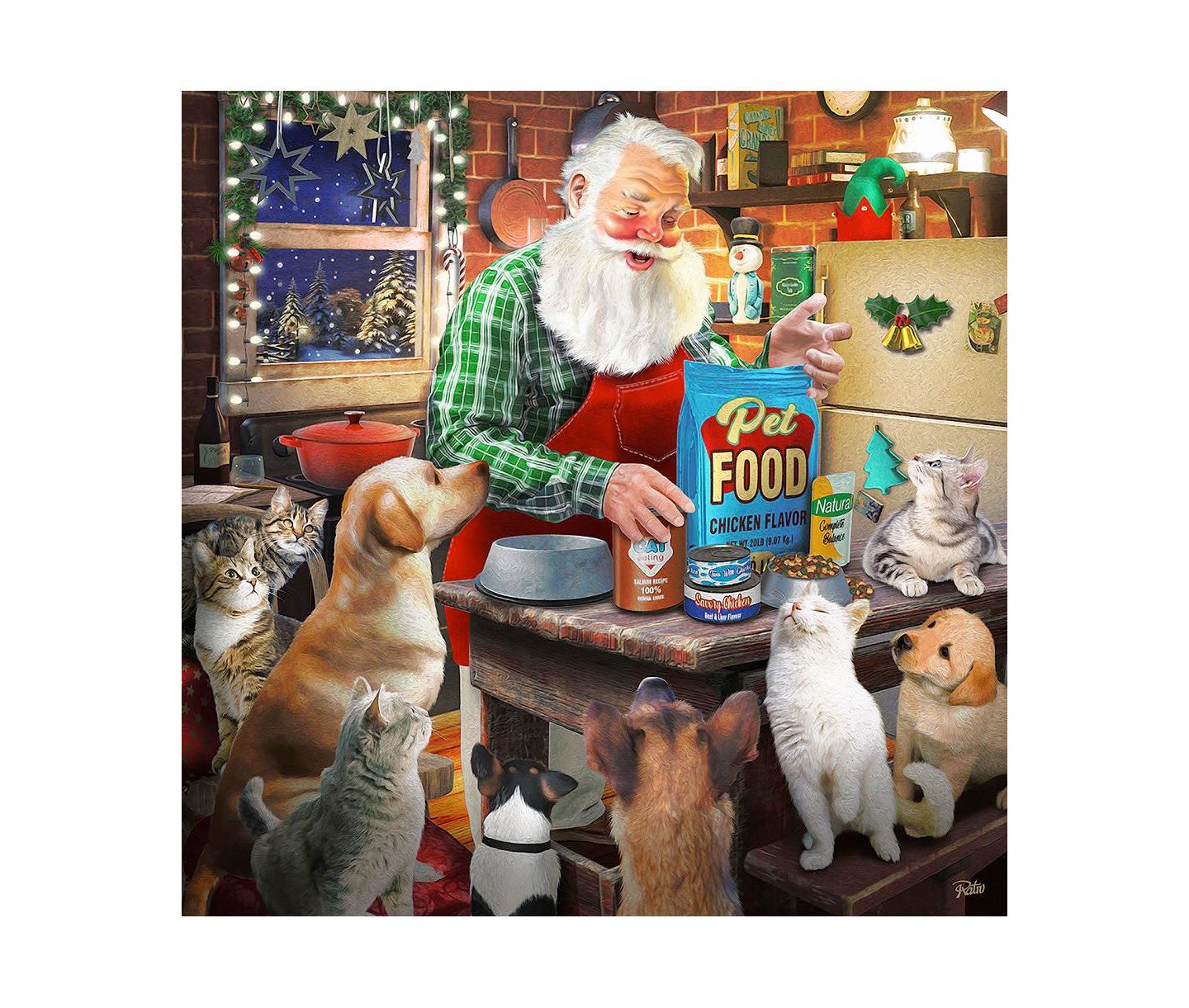 Детский пазл SunsOut Santa and His Pets 500 Piece Jigsaw Puzzle, от 15 лет — фото 2