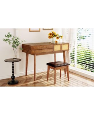 Versatile Makeup Vanity Table with Hidden Mirror & Ample Storage